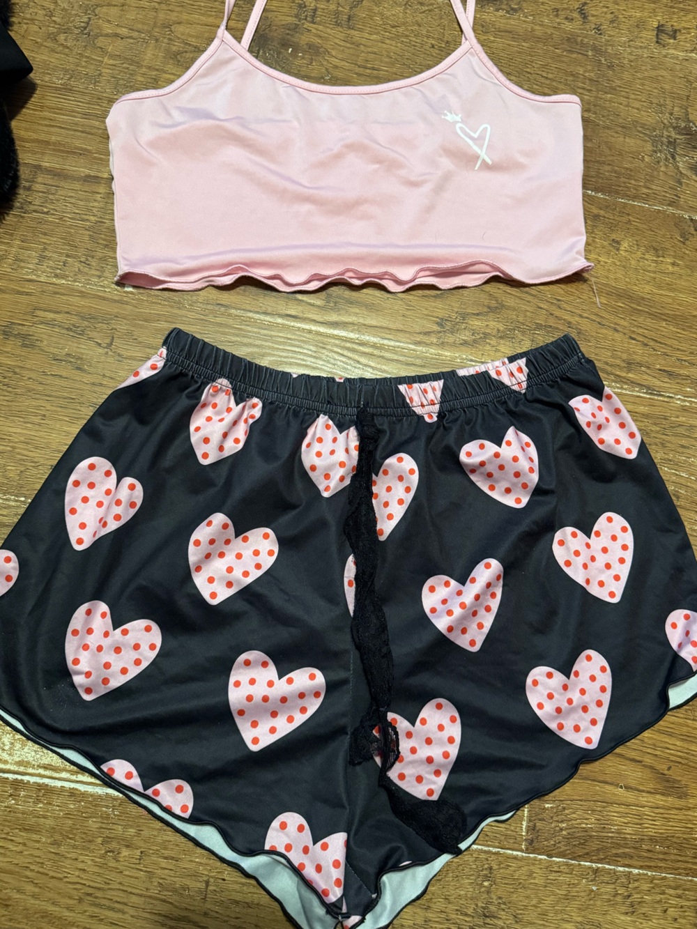 Pink Heart Pajama Set M